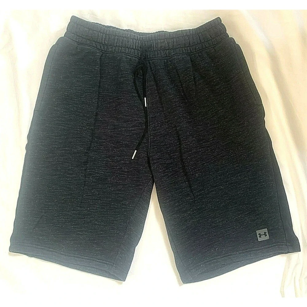 Under Armour Mens Fitted Rival Shorts Dark Gray Drawstring Pockets Size Large